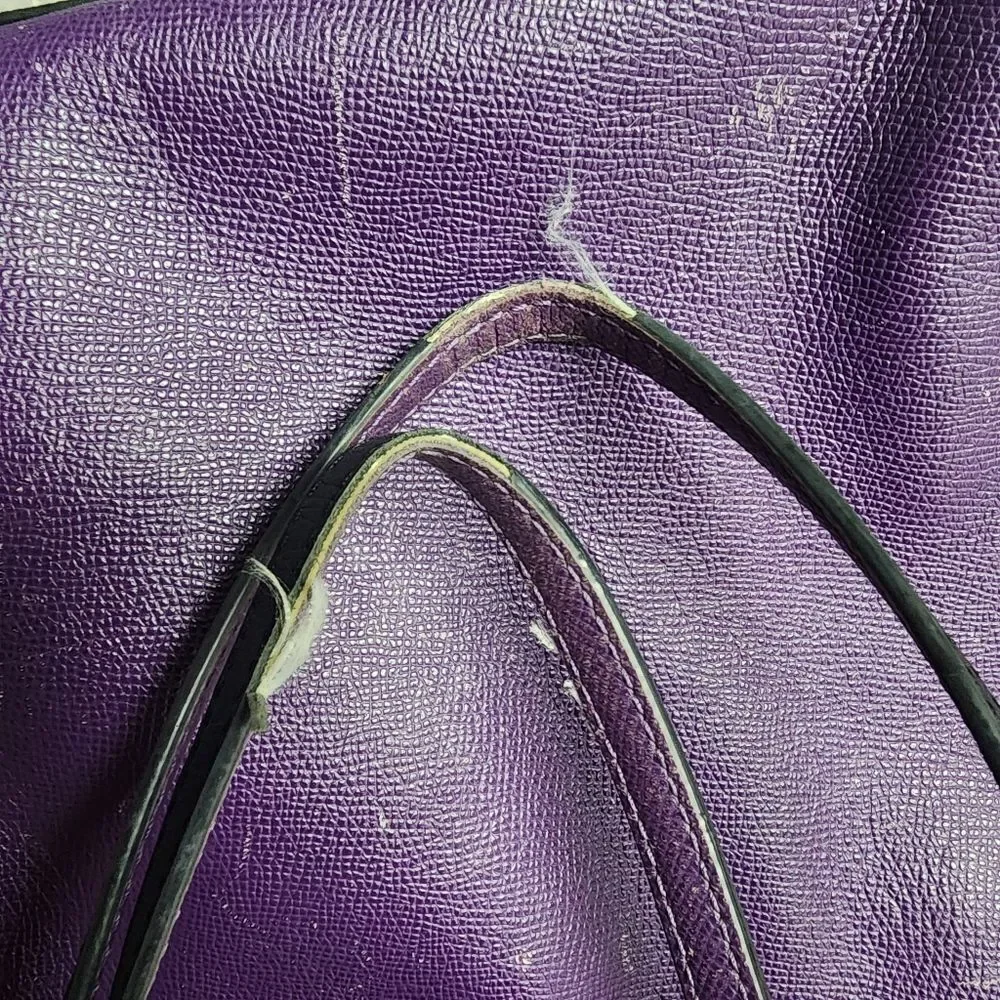 Coach Purple Pebbled Leather Turnlock Tote Bag